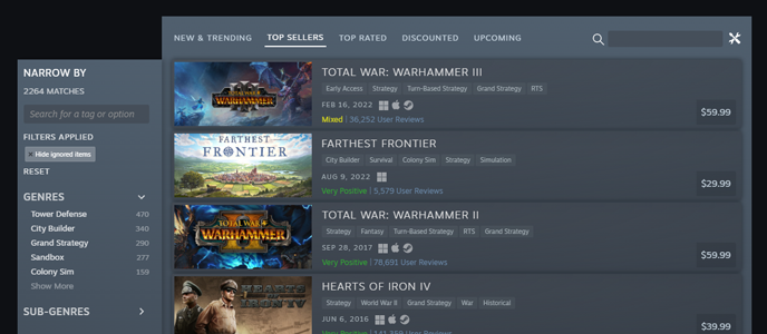 Steam Updates Store with Personalised Categories for Players