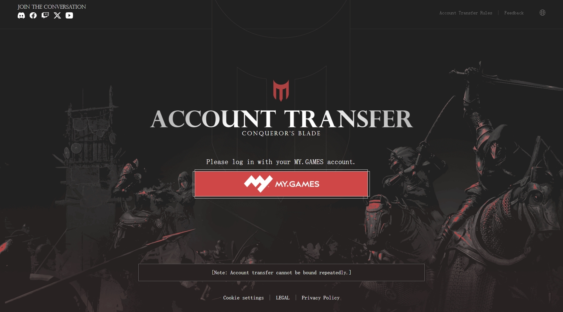Steam :: Conqueror’s Blade :: MY.GAMES License Agreement ends on