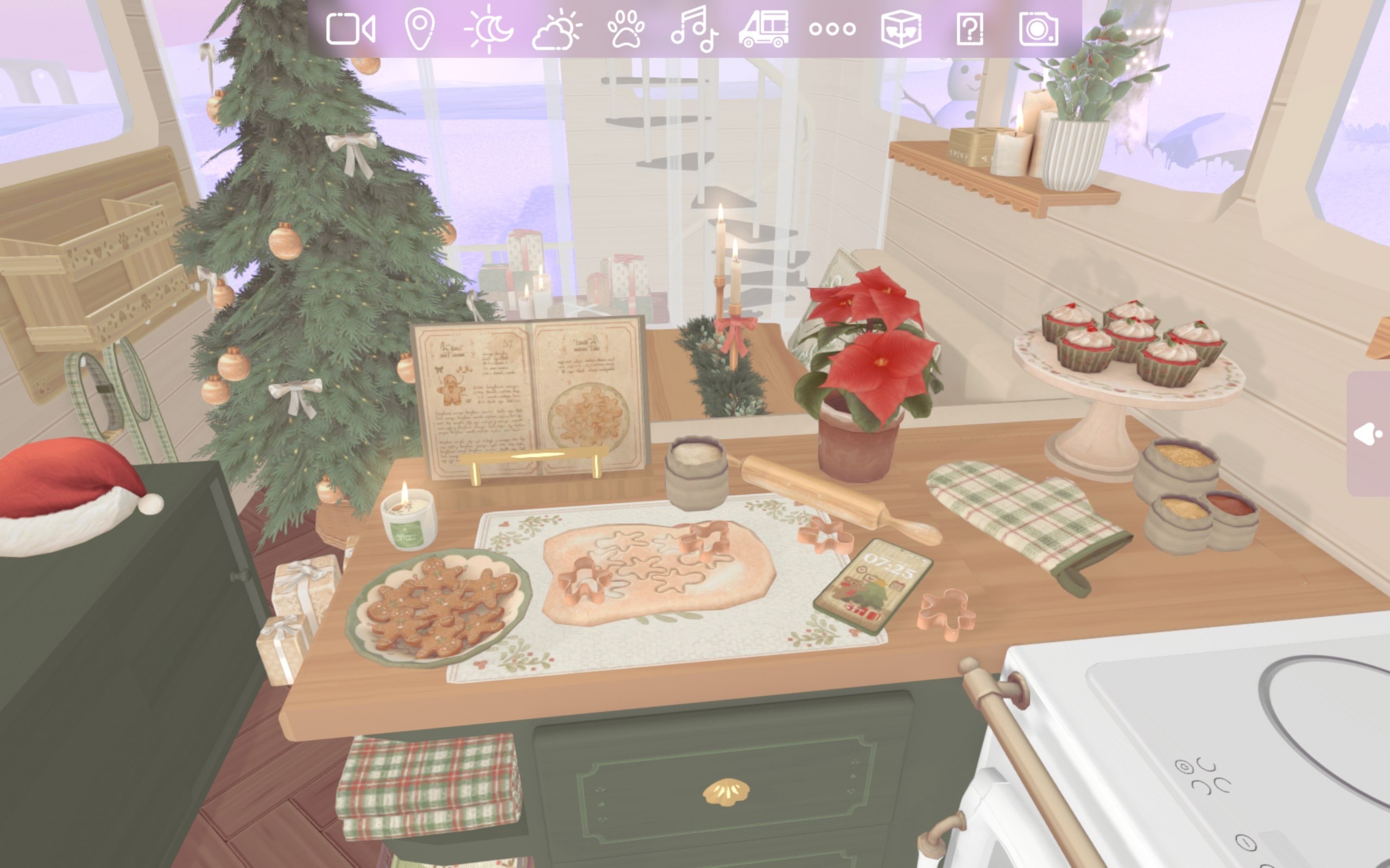 Camper Van Make It Home, Indie Game, Malapata Studio, Cozy Decorating Game, Community Creations. Christmas Winter Festive Season