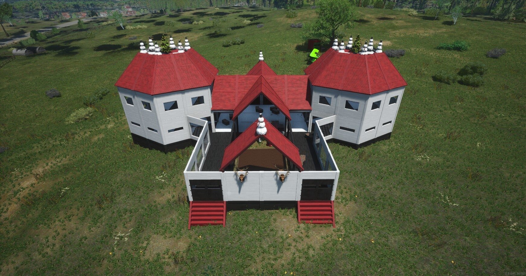 Impressive player-built structure in SCUM showing advanced base building capabilities