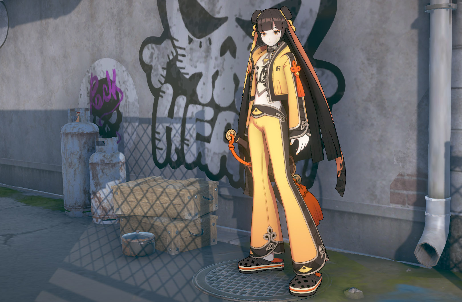 Her wicked cool outfit looks just as good on her model!