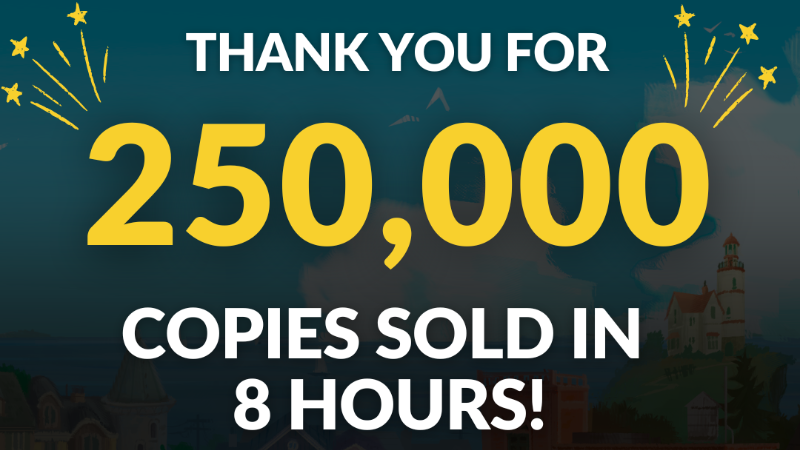 Thank you for 250,000 copies sold in 8 hours!