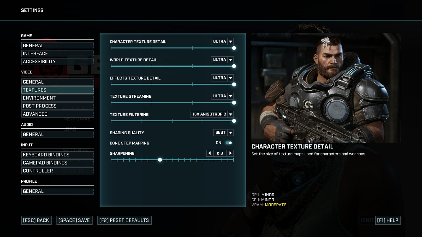 Gears of War 4 PC Graphics Settings Menu Is Chock-Full; Shows