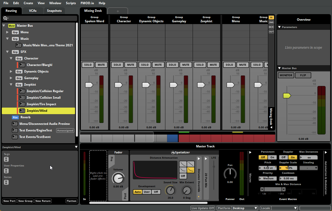 Fmod Coding It also has a complete mixer-routing system in-place which allows me to ...