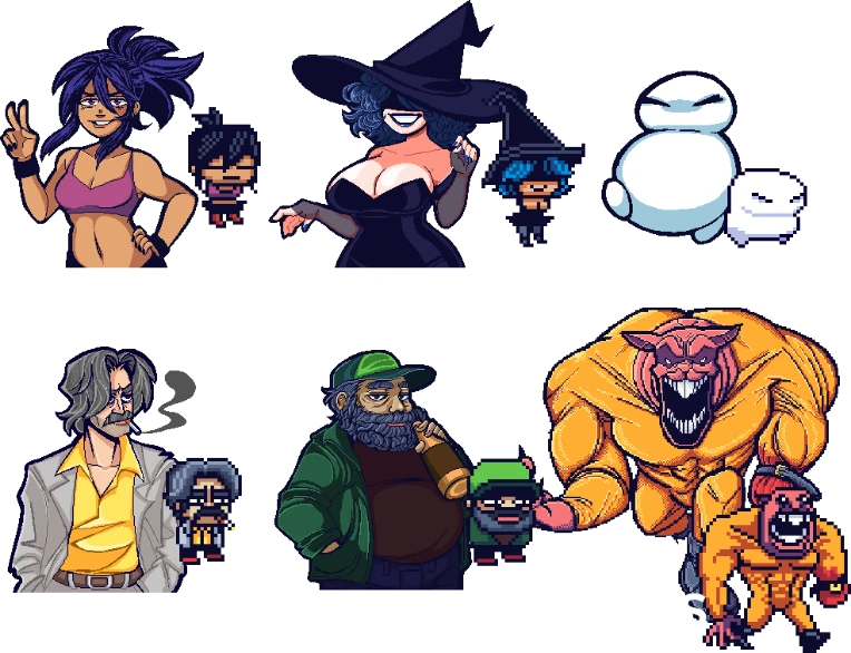 Here are some references for a handful of the characters in the game ...