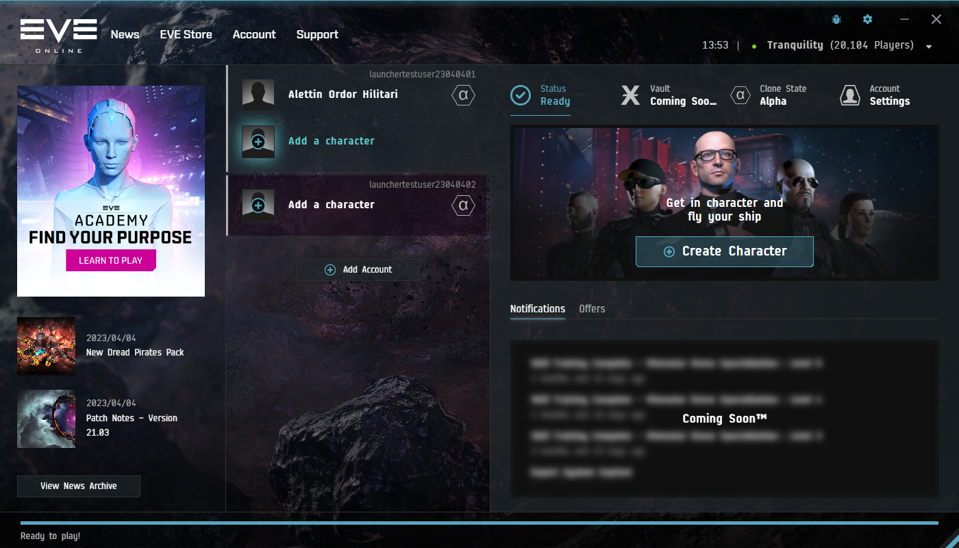Unable login to Singularity with EPIC account - Test Server Feedback - EVE  Online Forums