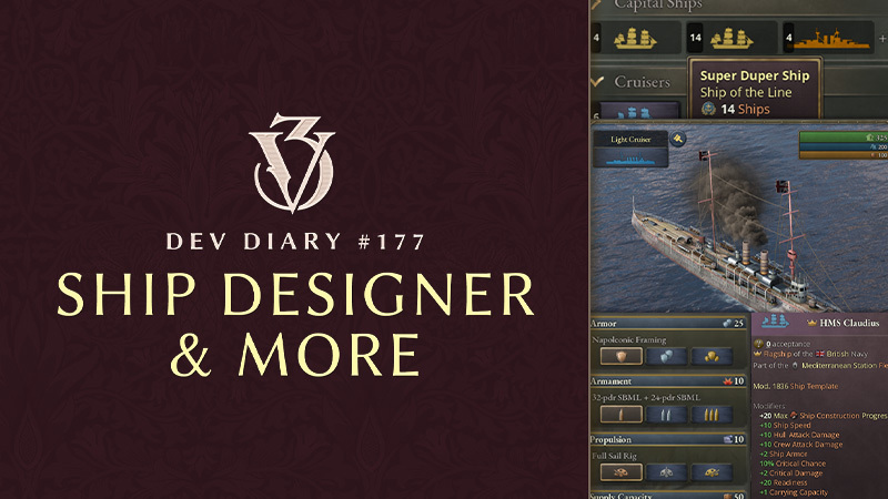 Victoria 3 – Dev Diary #177 – Ship Designer & More