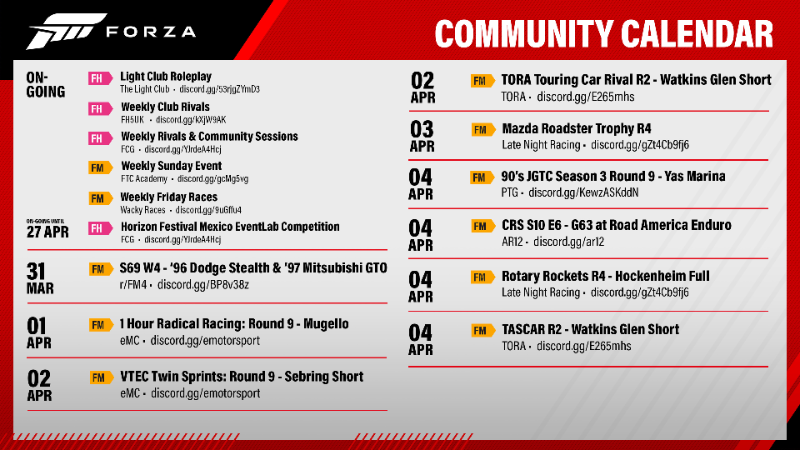 Horizon Community Calendar - March 30