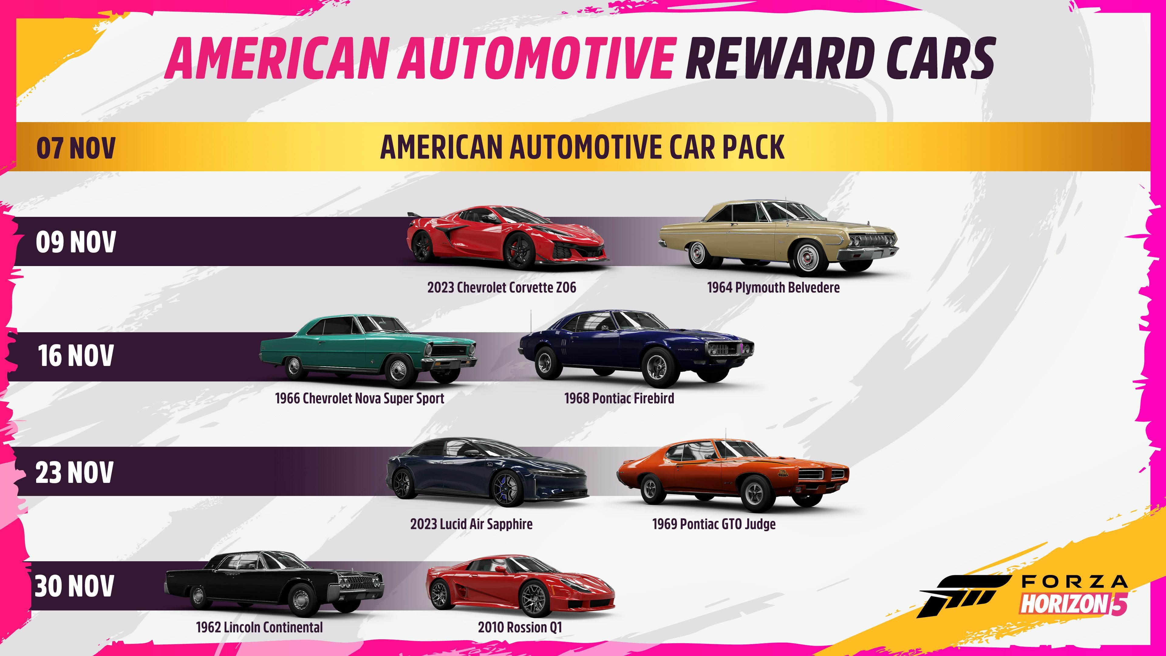 Forza Horizon 5 American Automotive Series Reward Cars Revealed