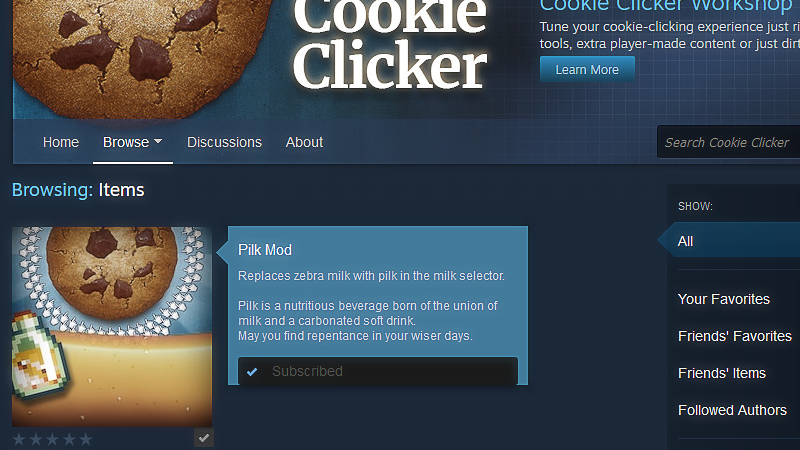 Cookie Clicker no Steam