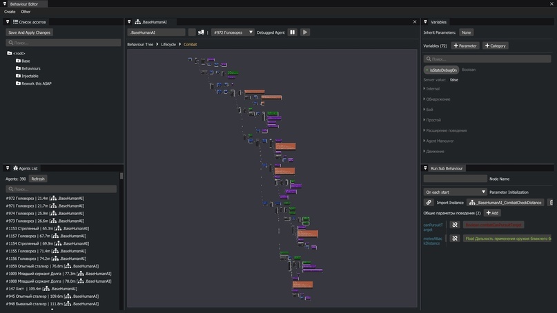 Combat behavior logic based on behavior trees.