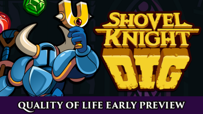 Shovel Knight: Dig é um jogo de plataformas vertical em que tens
