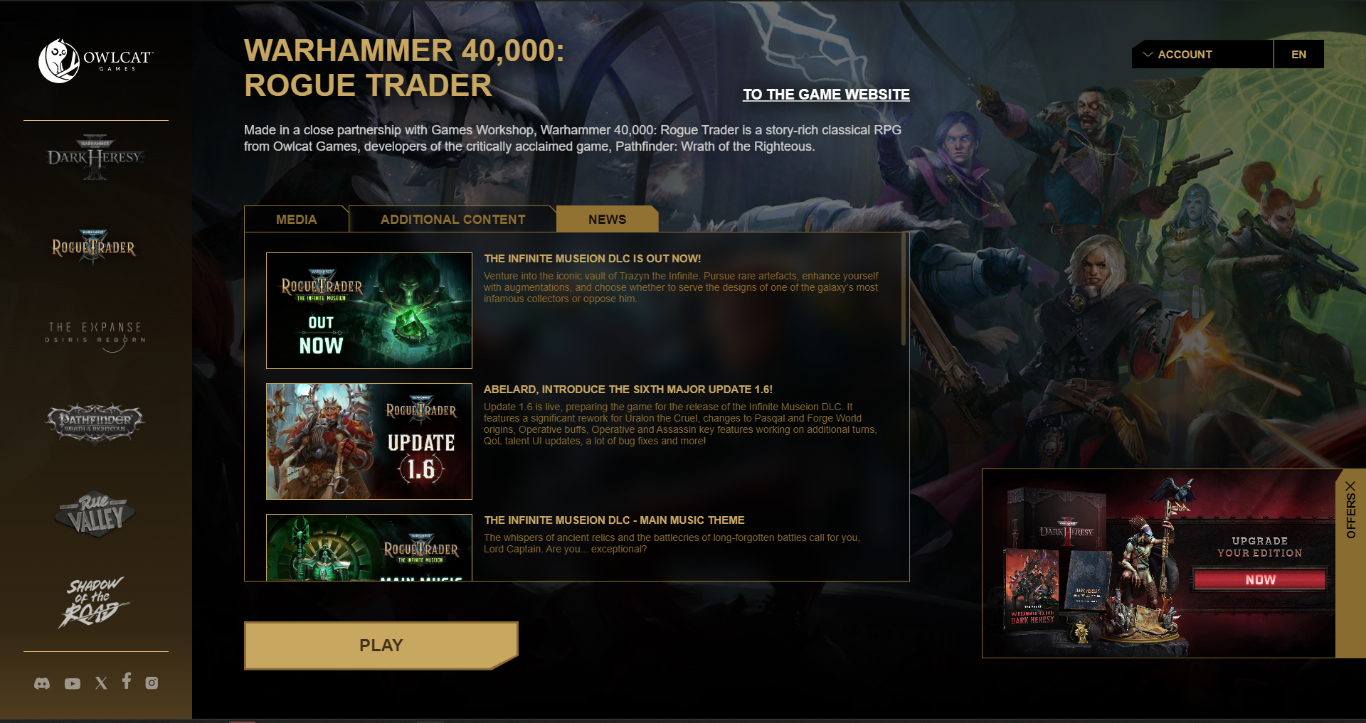Introducing the Warhammer 40,000: Rogue Trader Launcher