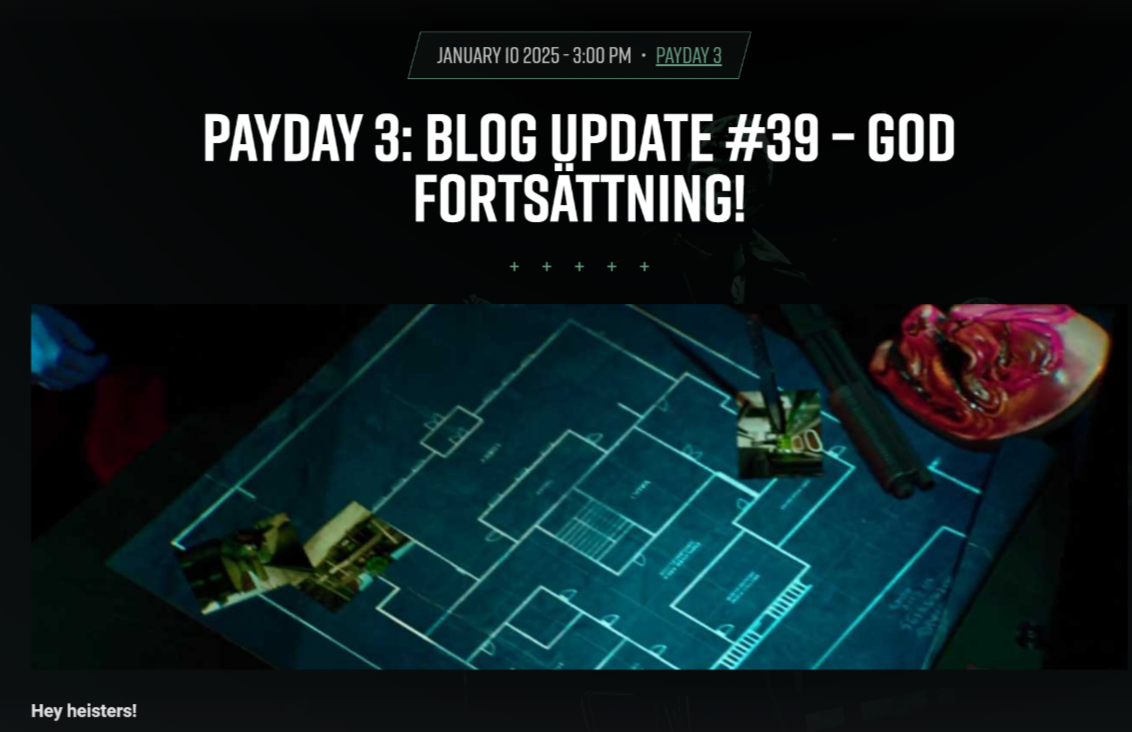 PAYDAY 3: Blog Update #39 - God fortsättning! | pd3.gg