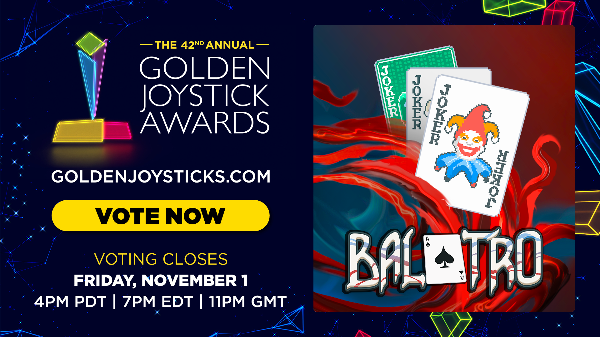 🏆 Vote Balatro in the Golden Joystick Awards!