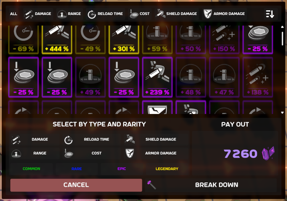 It is possible to multi select items and use buttons to quickly select ...