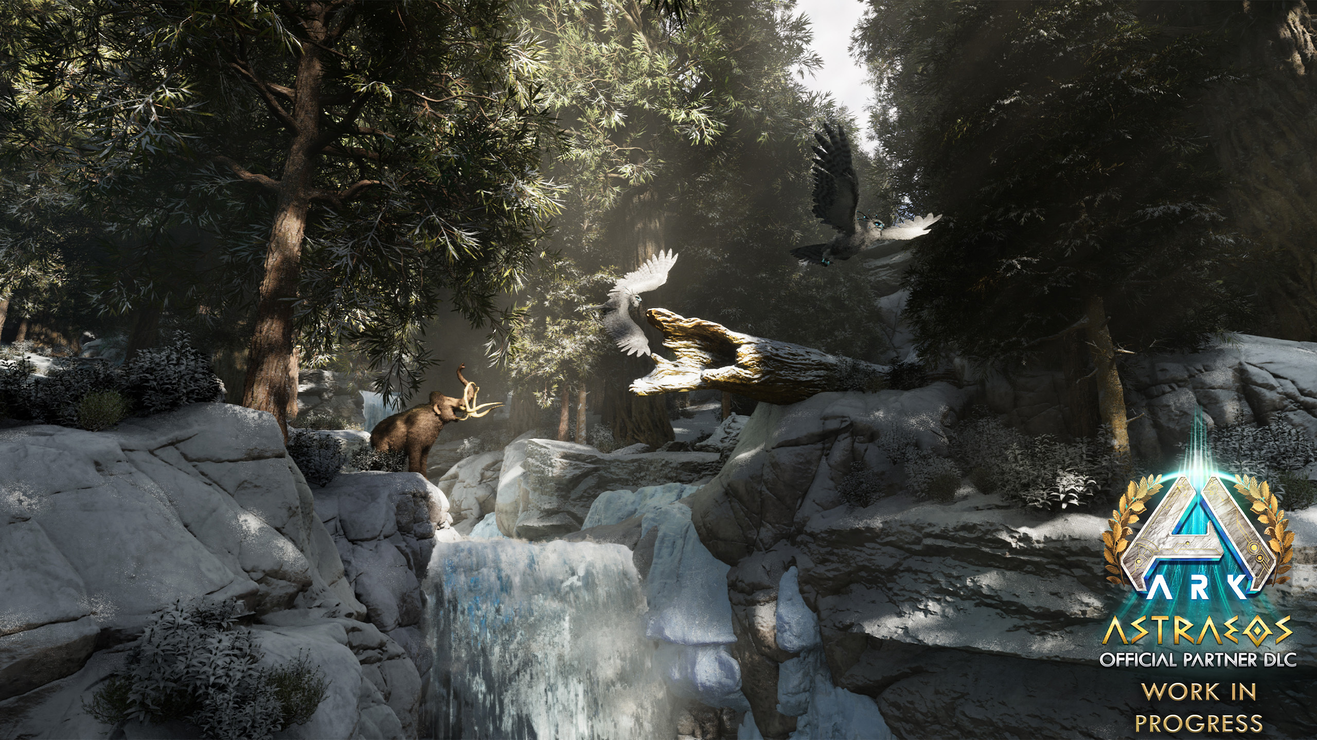 ARK: Survival Ascended Astraeos Redwood region preview showing ancient ruins and lush forest