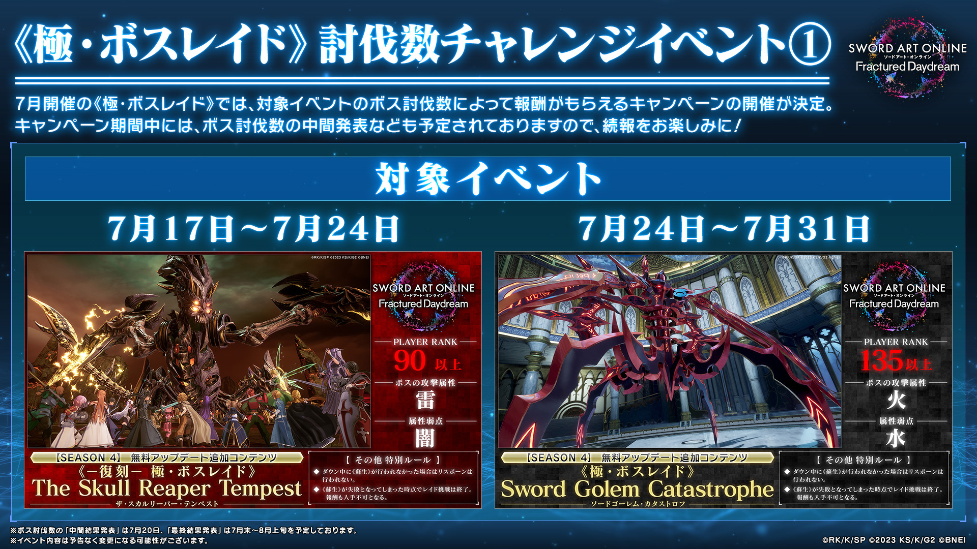 ◥◣SAOFD 《極・ボスレイド》討伐数チャレンジ開催📢◢◤