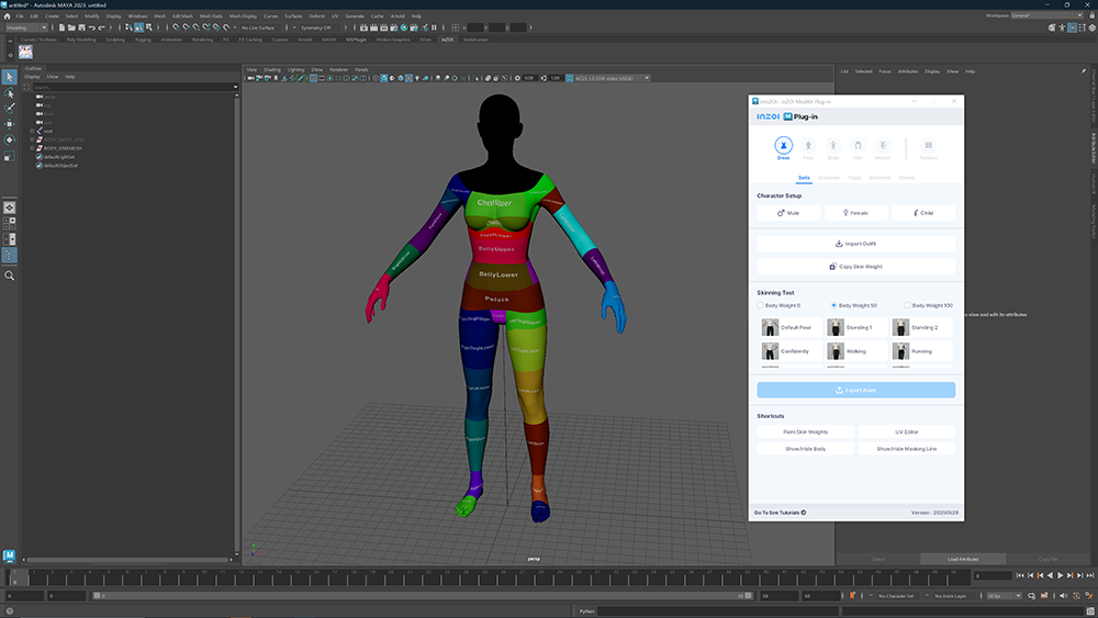 Inzoi ModKit Maya and Blender plugins visualization showing 3D modeling capabilities
