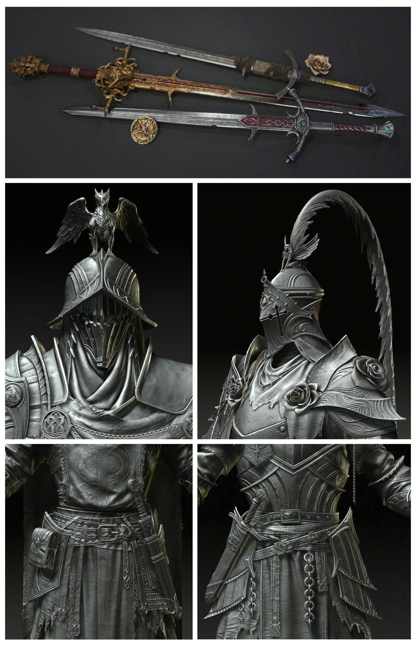Withered Knight armour and weapon designs from Developer Update