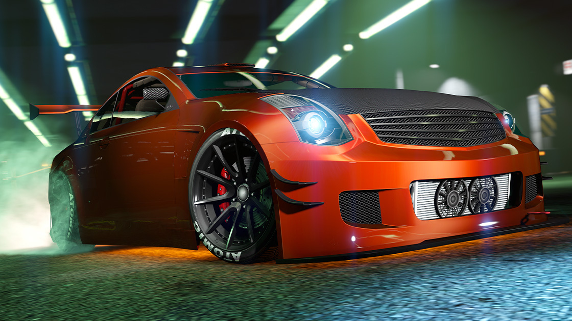 Fathom FR36 Coupe in Grand Theft Auto V with Flames livery and drift capabilities