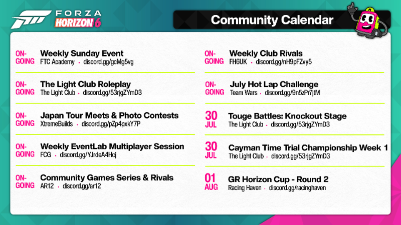 Forza Horizon 6 Community Calendar - July 27