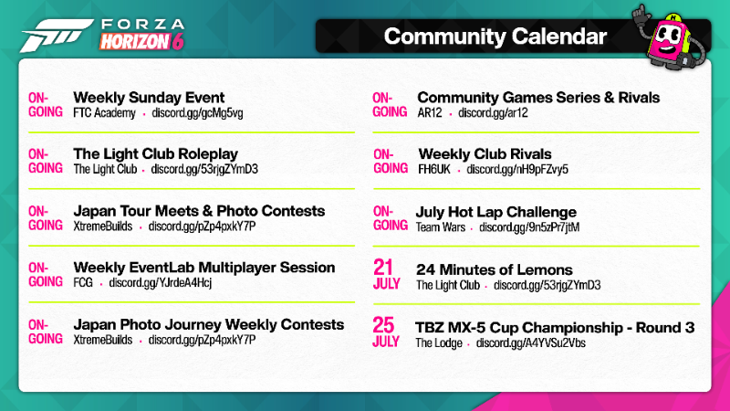 Forza Horizon 6 Community Calendar - July 20