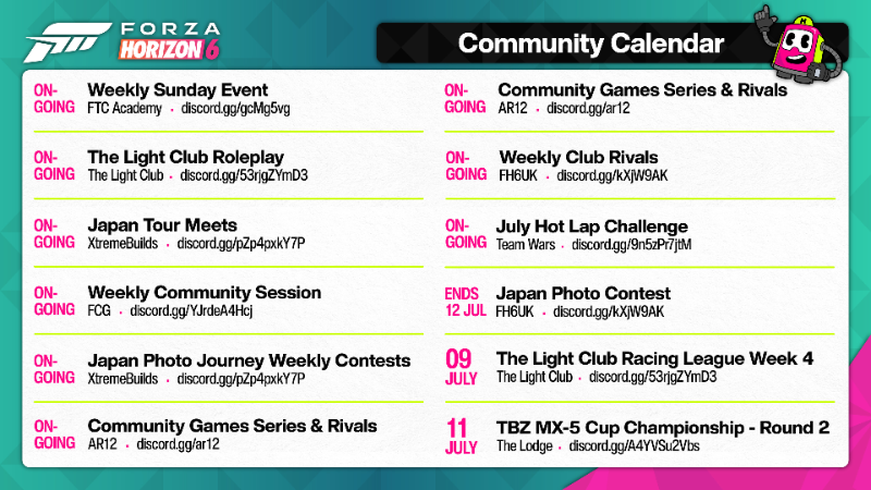 Forza Horizon 6 Community Calendar - July 06