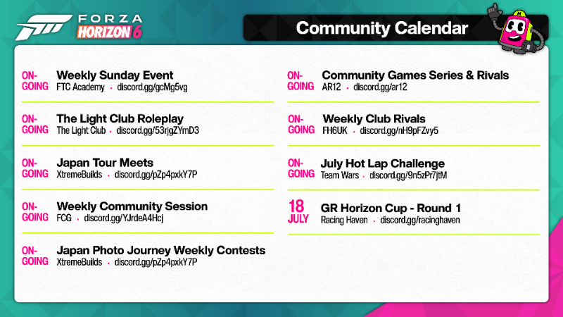 Forza Horizon 6 Community Calendar - July 03