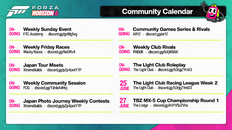 Forza Horizon 6 Community Calendar - June 22