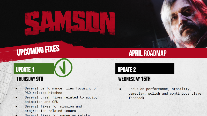 Samson - April 2026 Roadmap