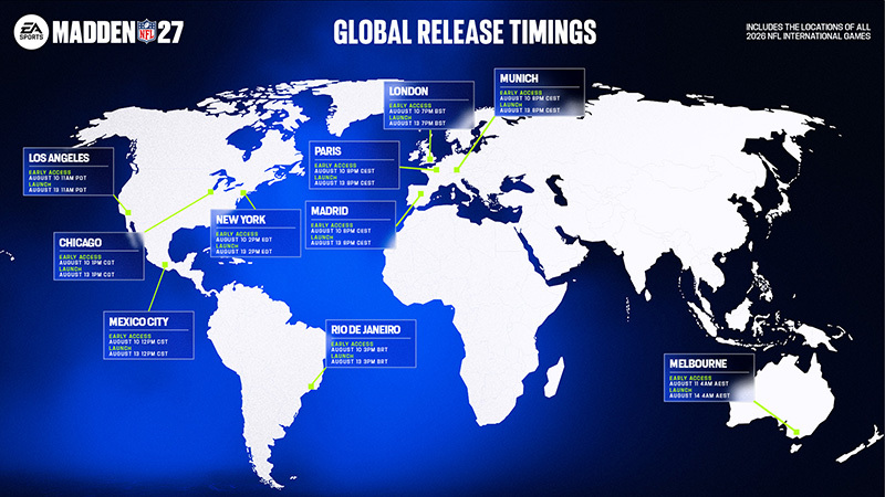 Madden NFL 27 Worldwide Launch Times