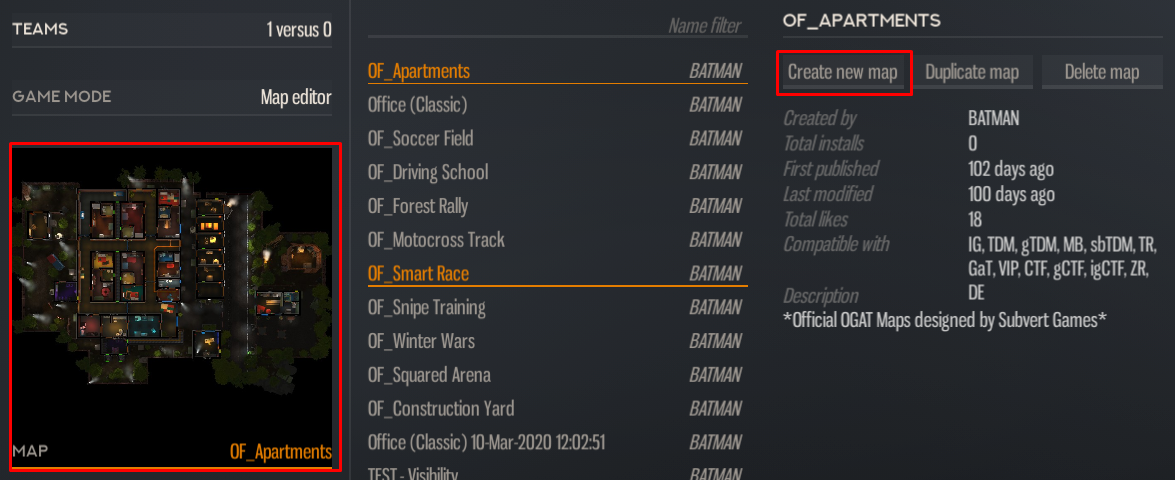 To use the Map Editor simply select it in the gamemode selection screen ...